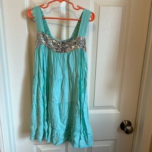 Little Layla Turquoise Tank Dress with Silver Sequins Size 6/7